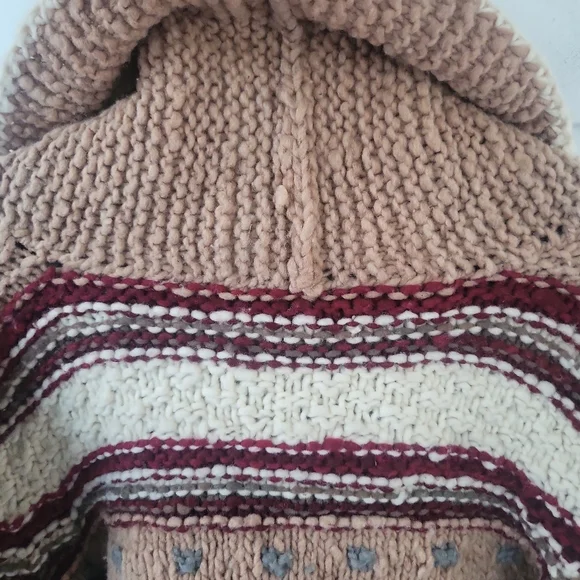 Vintage Worlds Apart Chunky Hand Knit Wool Cropped Cardigan Sweater Size M - Picture 9 of 11